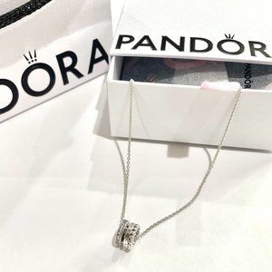 Pandora Signature Logo Pavé & Beads Pendant & Necklace